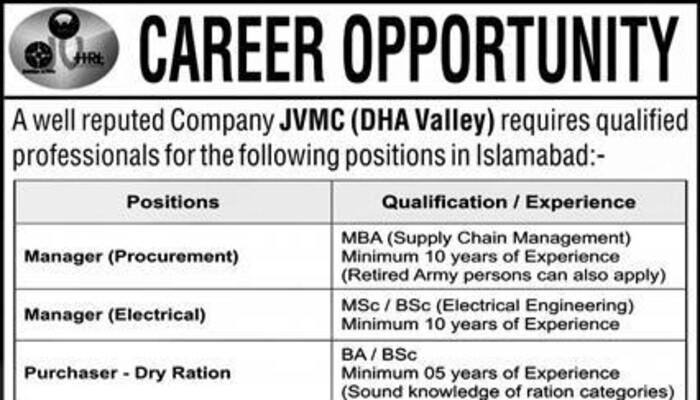 JVMC DHA Valley Company Jobs In Islamabad 2023 1