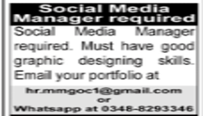 Social Media Manager Jobs In Pakistan 2023 2