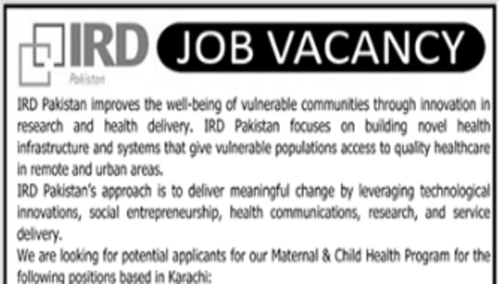 IRD Pakistan Jobs In Karachi 2023 1