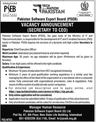 Pakistan Software Export Board Jobs In Islamabad 2023 3