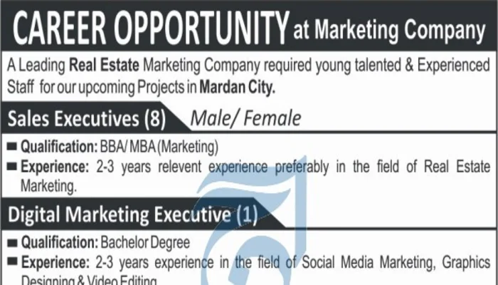 Real Estate Marketing Company Jobs 2023 Advertisement