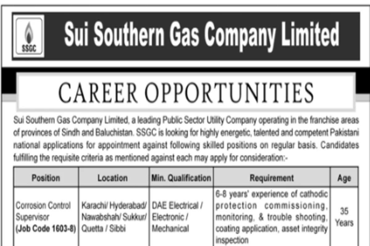 Sui Southern Gas Company Jobs In Karachi 2023