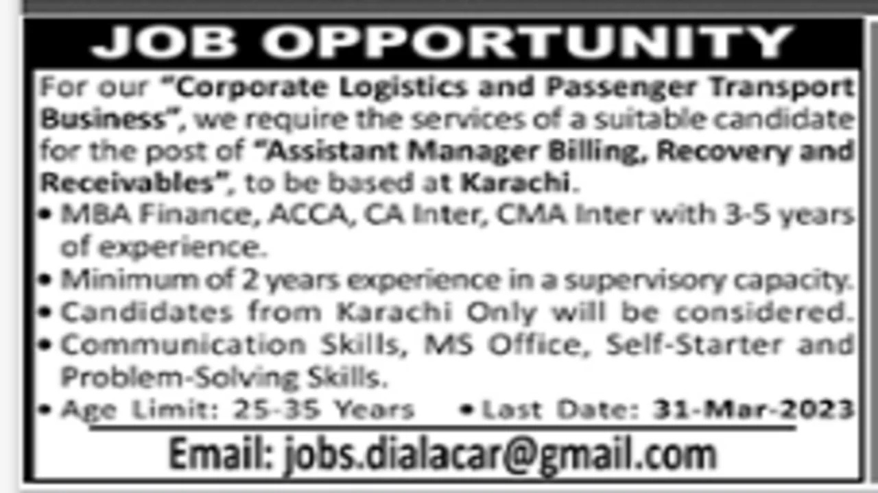 Passenger Transport Business Jobs In Karachi 2023